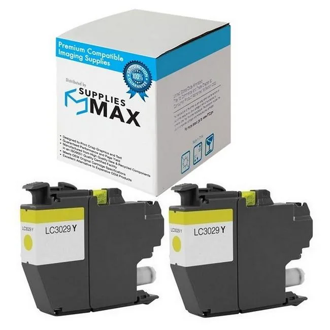 SuppliesMax SuppliesMax LC-3029Y_2PK Yellow Inkjet Cartridge 2-Pack 1500 Pages — product photo