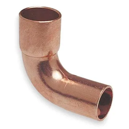 Copper 90-degree elbow fitting with smooth finish