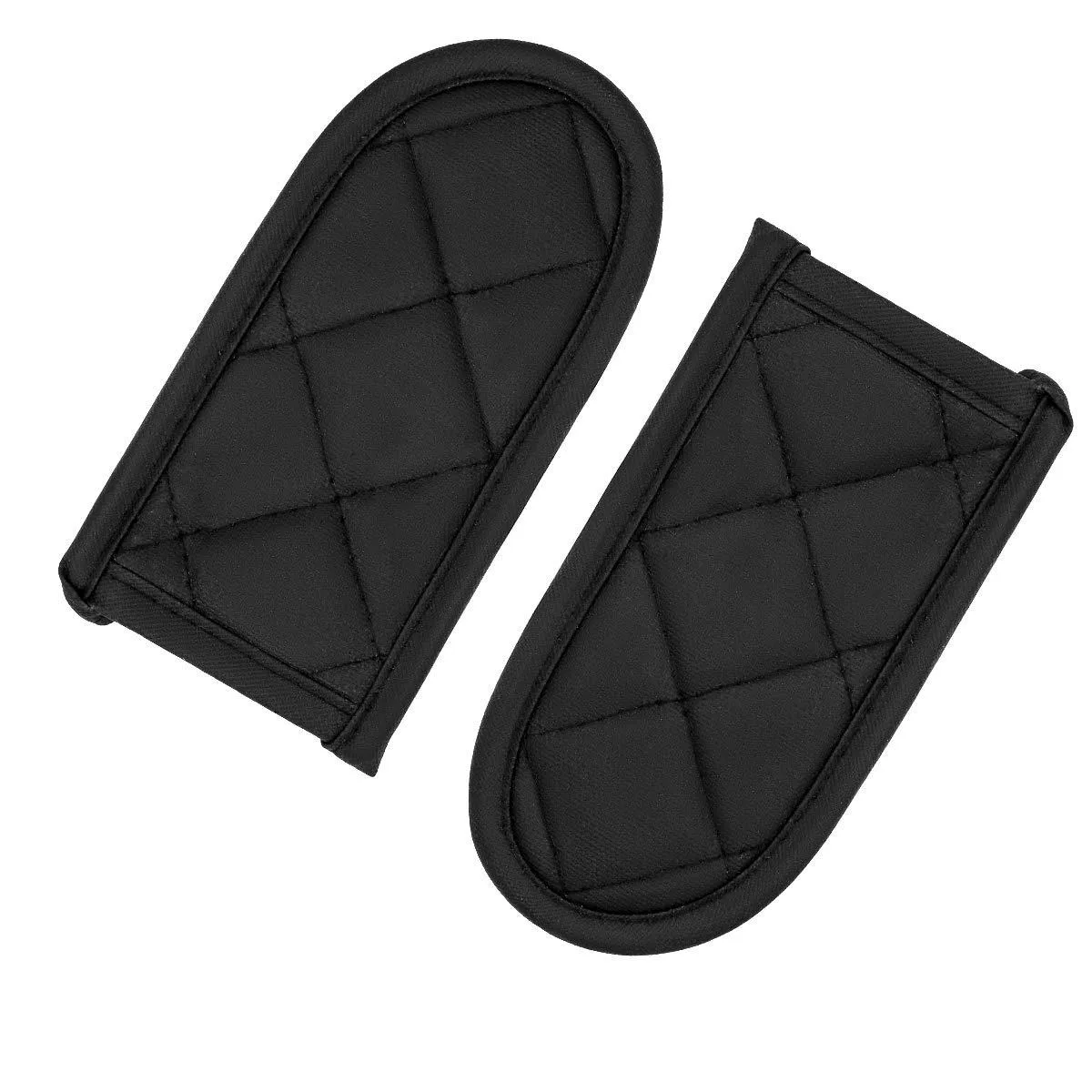Two black fabric handle sleeves with hanging loops shown flat on a surface