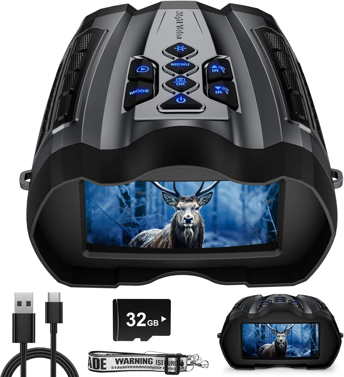 BFKK BFKK Night Vision Binoculars 16x Digital Zoom 3.5" Screen 32GB Card 5000mAh — product photo
