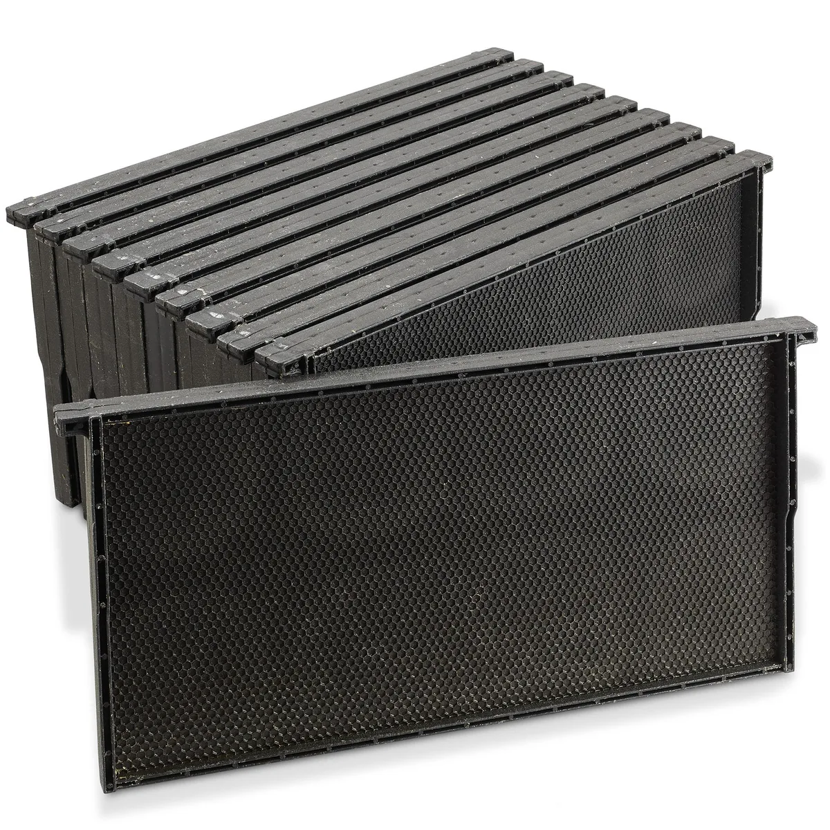 Honey Keeper Honey Keeper 10 Pack 9-Inch Black Plastic Bee Frames with Beeswax Coated Foundation — product photo
