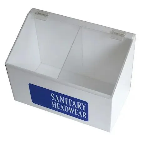 Condor Condor 30ZE61 Hairnet Dispenser White Blue Acrylic Freestanding Tray 2 Compartments — product photo