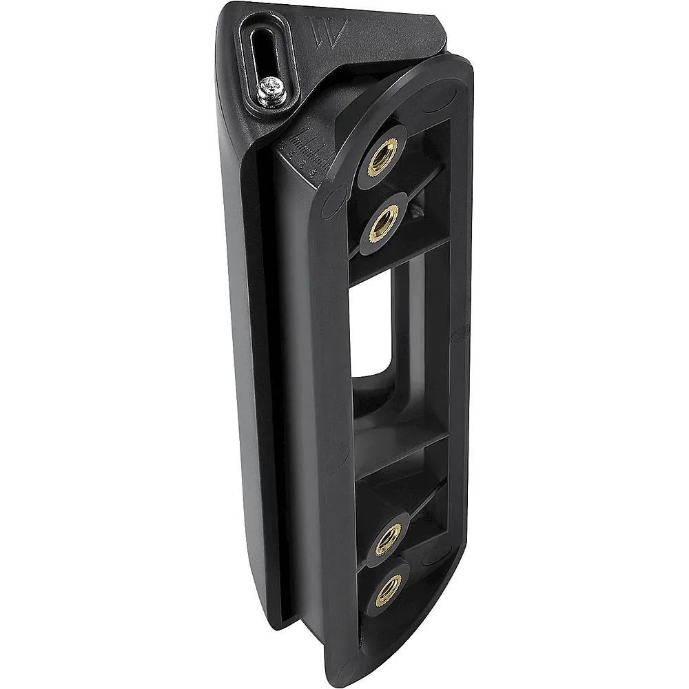 Black plastic horizontal adjustable wall mount for Google Nest Doorbell Battery, 35-55 degree pan, includes toolkit and hardware