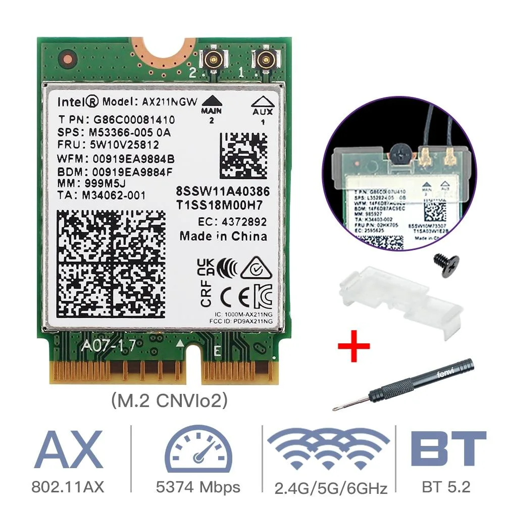 YINGHUA YINGHUA AX211NGW Wi-Fi 6E adapter M.2 CNVIo2 Bluetooth 5.2 — product photo