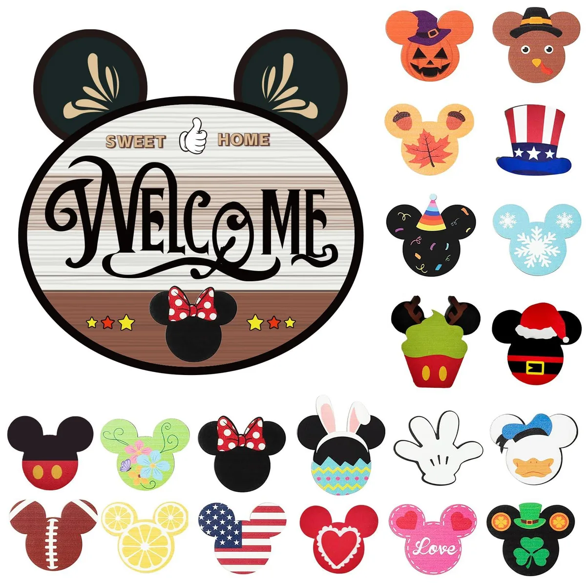  Avery 15.7" Interchangeable Welcome Sign 18 Icons Yellow Black — product photo