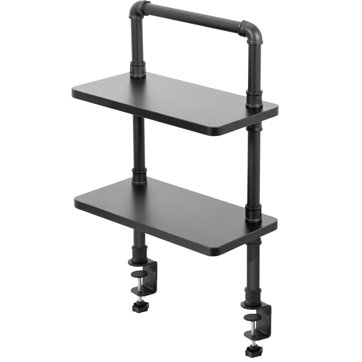 VIVO VIVO Clamp-on 16 inch 2-Tier Industrial Pipe Shelves Black — product photo