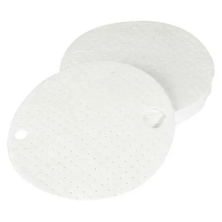 White circular polypropylene sorbent pads 22 in diameter pack of 25