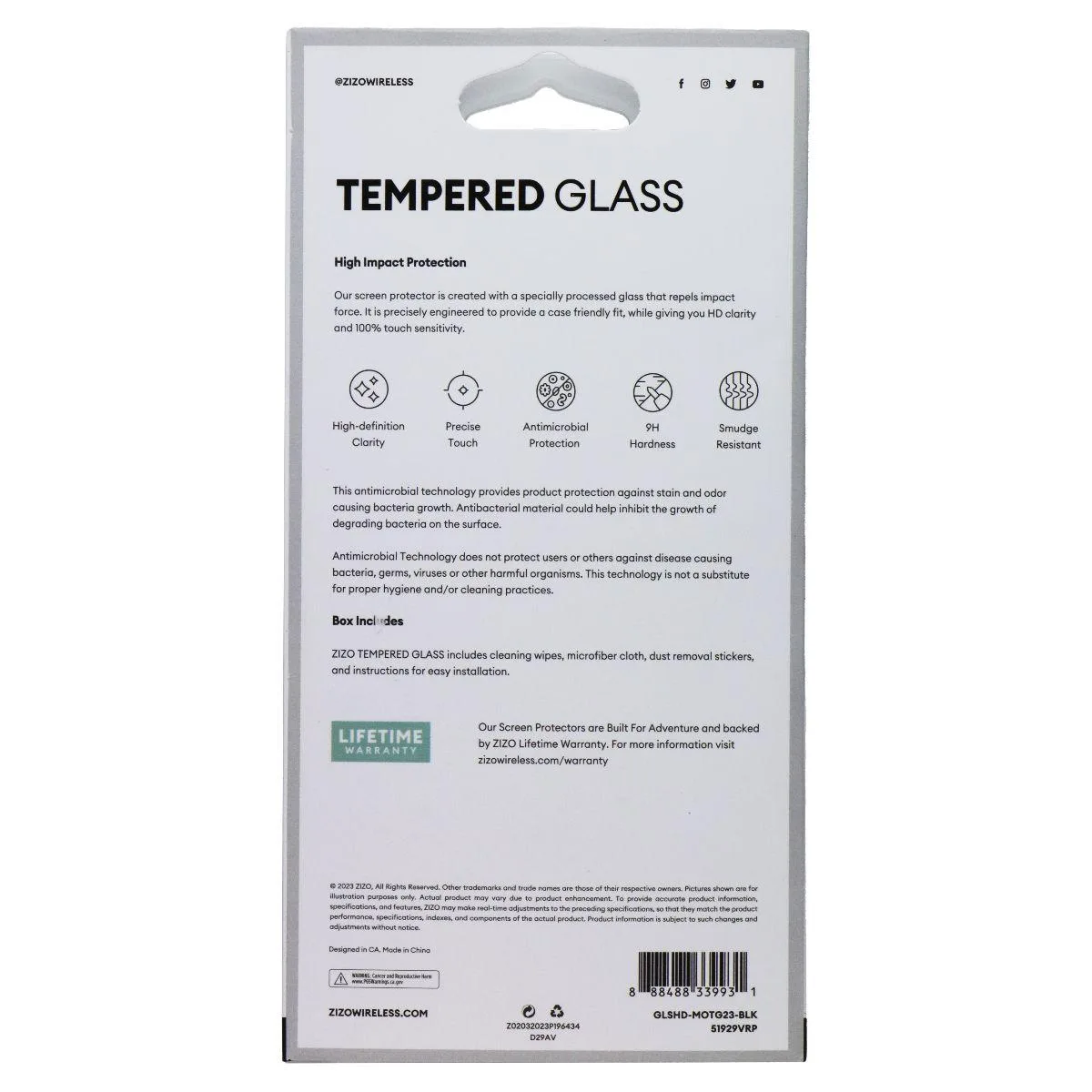 Zizo Zizo Tempered Glass Screen Protector for Motorola Moto G 5G (2023) Clear Black Trim — product photo