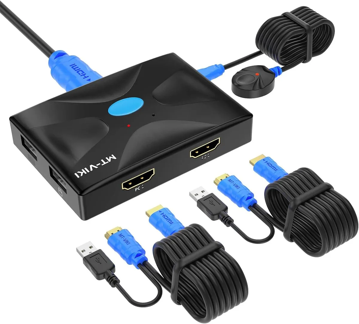 FANTEC FANTEC 2-Port HDMI KVM Switch 4K 30Hz 1.2m Cables — product photo