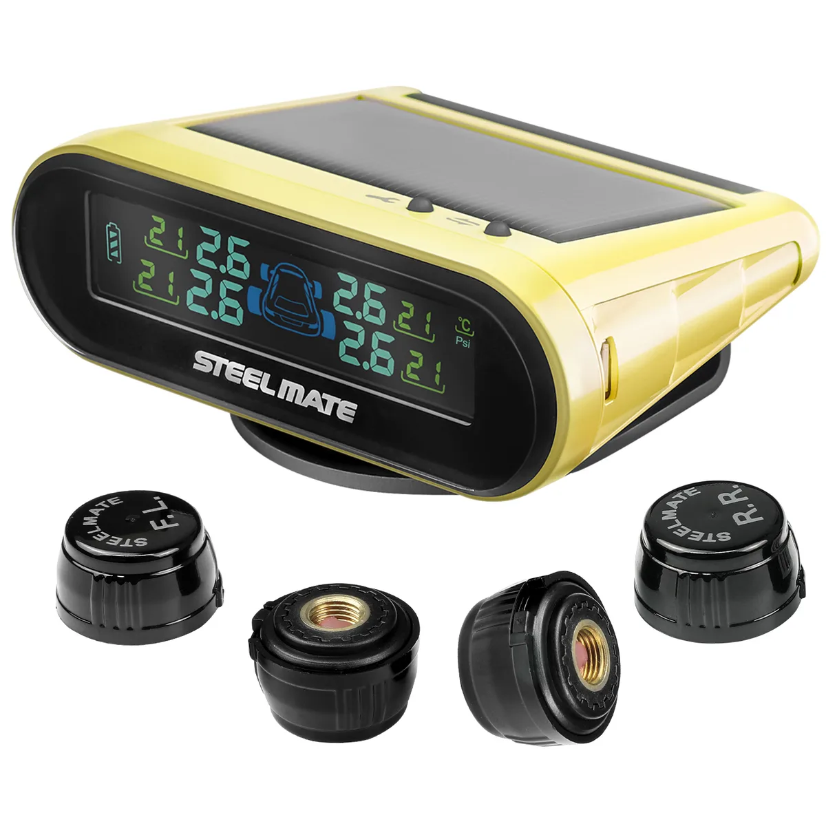 Steelmate Group Steelmate Group Mini One-s TPMS with Phone Holder & Aromatherapy Yellow 4 Sensors 116 PSI — product photo