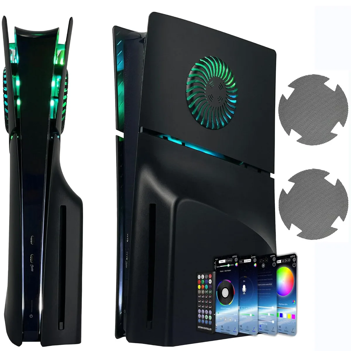 Werleo Werleo PS5 Slim Disc Faceplate Cover Black RGB 400+ Effects — product photo