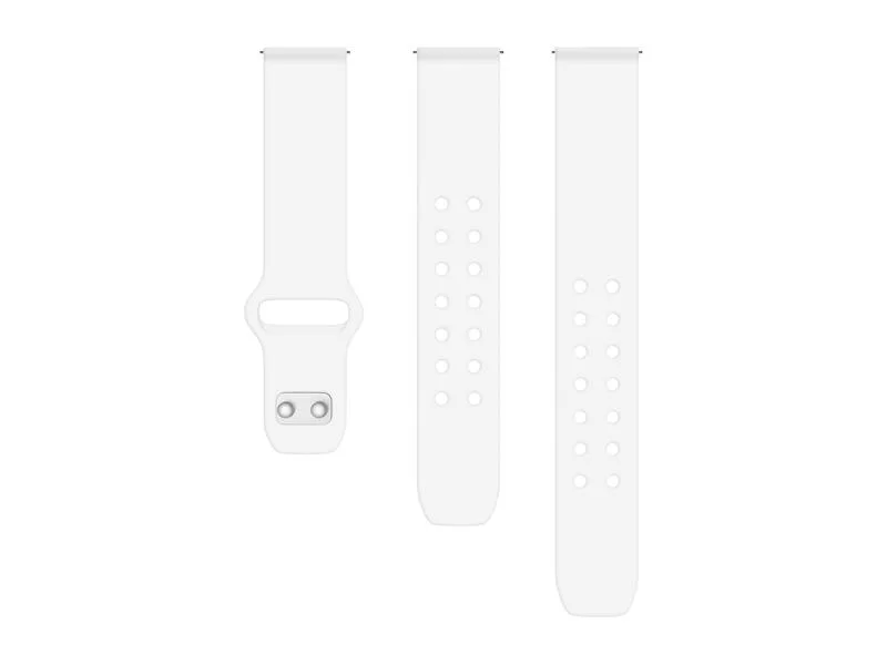 White 22mm silicone sport watch band with quick-change pins and dual-pin clasp