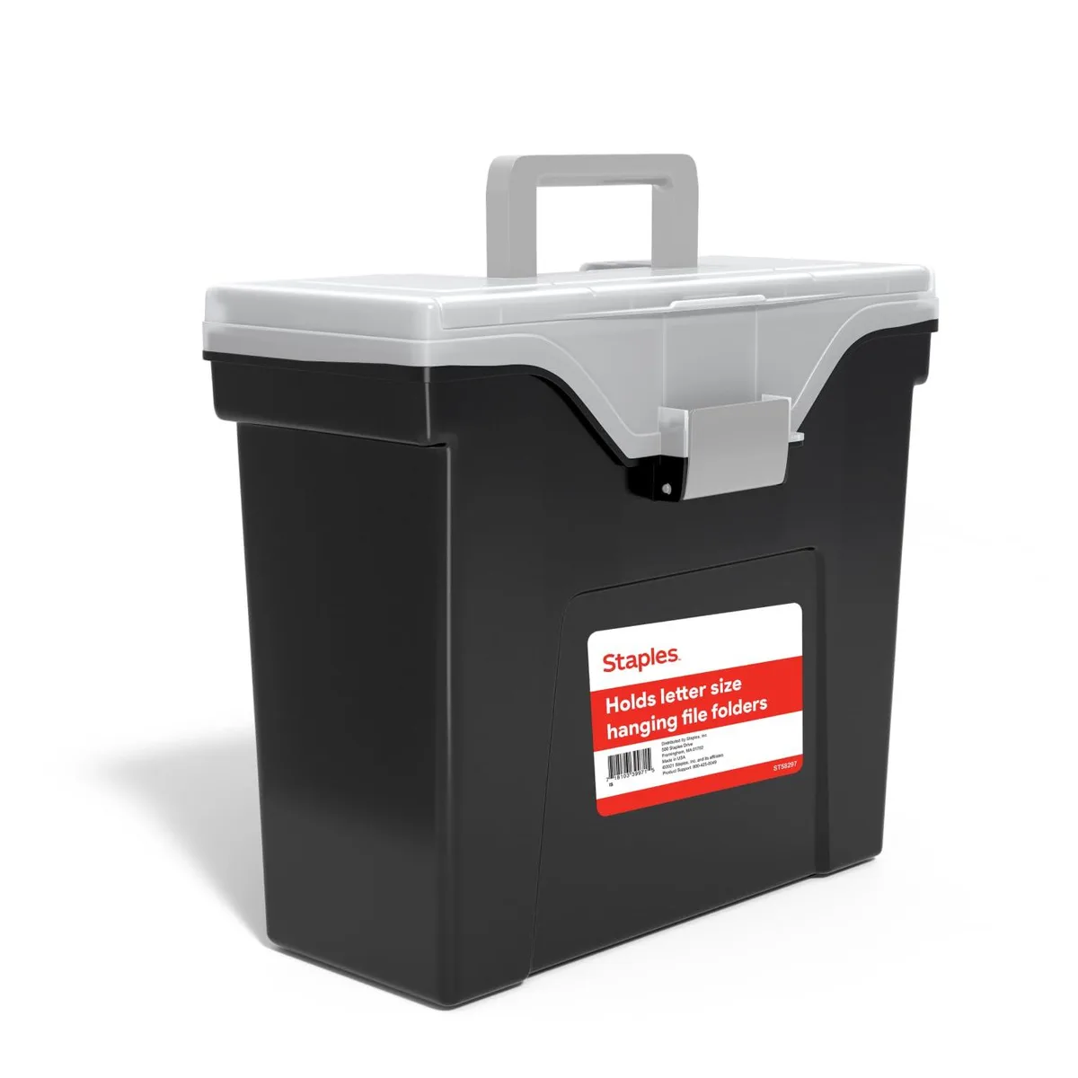  Samsill File Box Portable Storage Organizer Letter Size Black Slim 13.37 L x 13.3 W x 11.7 H inches ST58297 — product photo