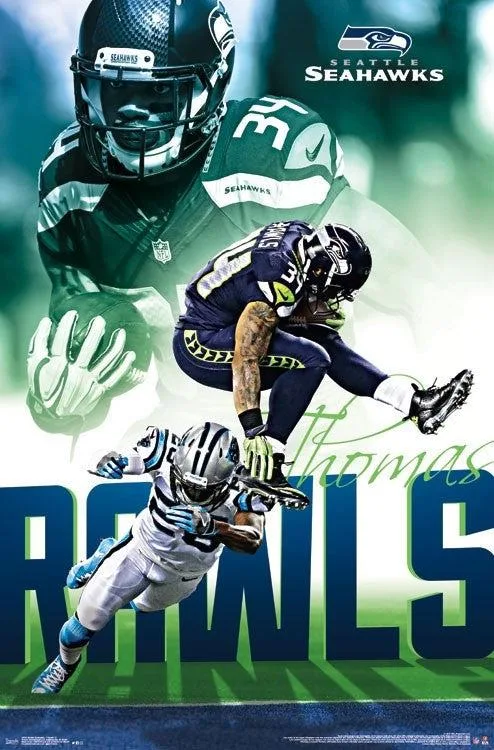 Seattle Seahawks Thomas Rawls poster print 22 x 34 inches on premium heavy stock paper