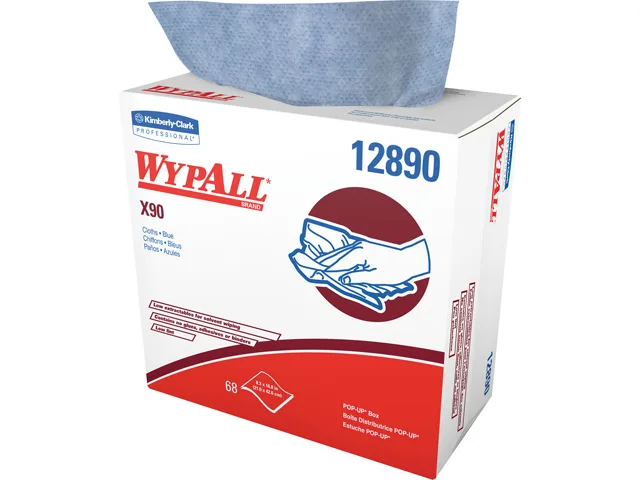 WypAll WypAll KCC 12890 X90 Blue Denim cleaning cloths 5 boxes 68 sheets 340 total 8.3x16.8in — product photo