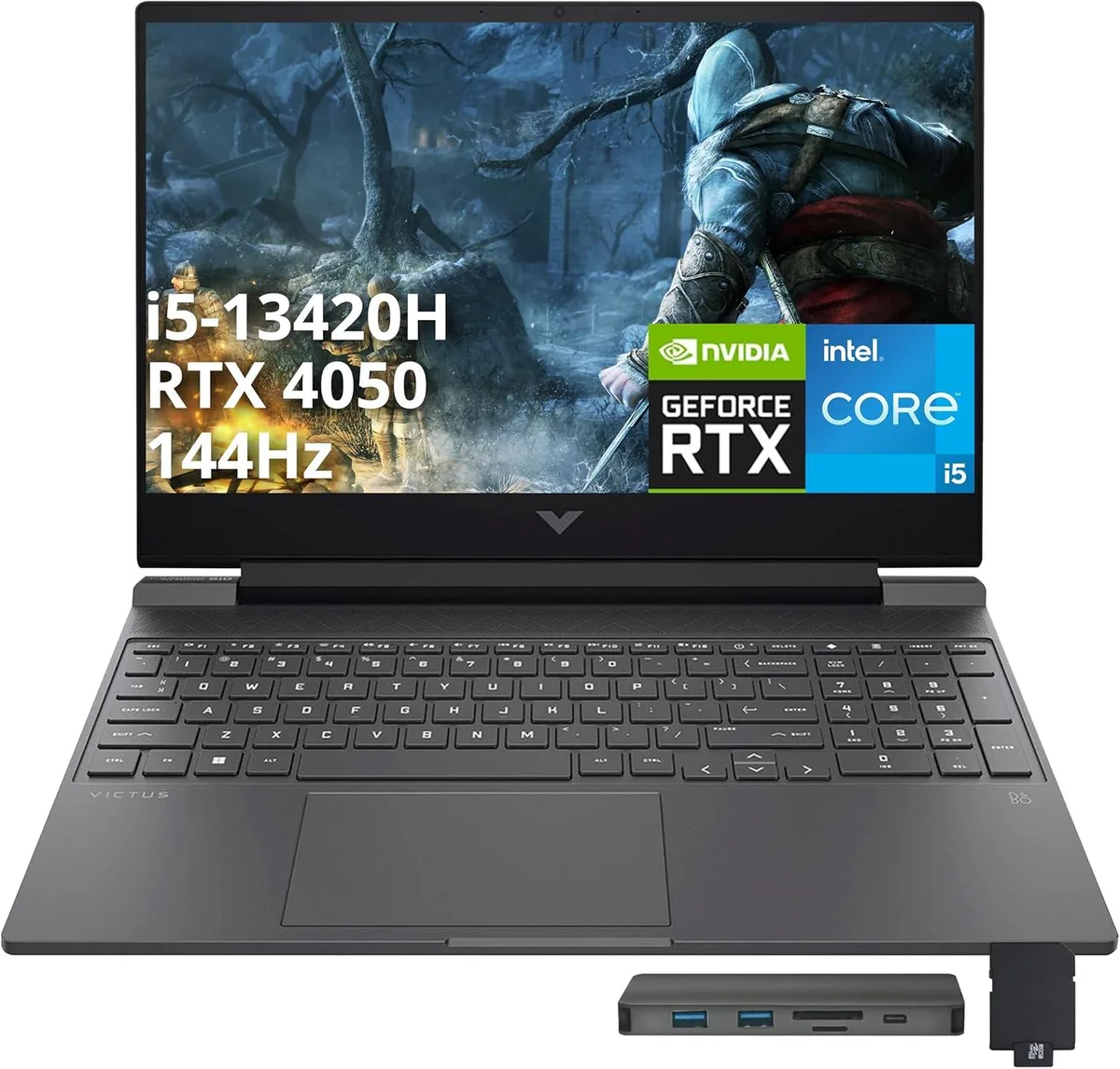 HP HP Victus 15.6" 144Hz gaming laptop i5-13420H RTX 4050 32GB 2TB Mica Silver Docking Set — product photo