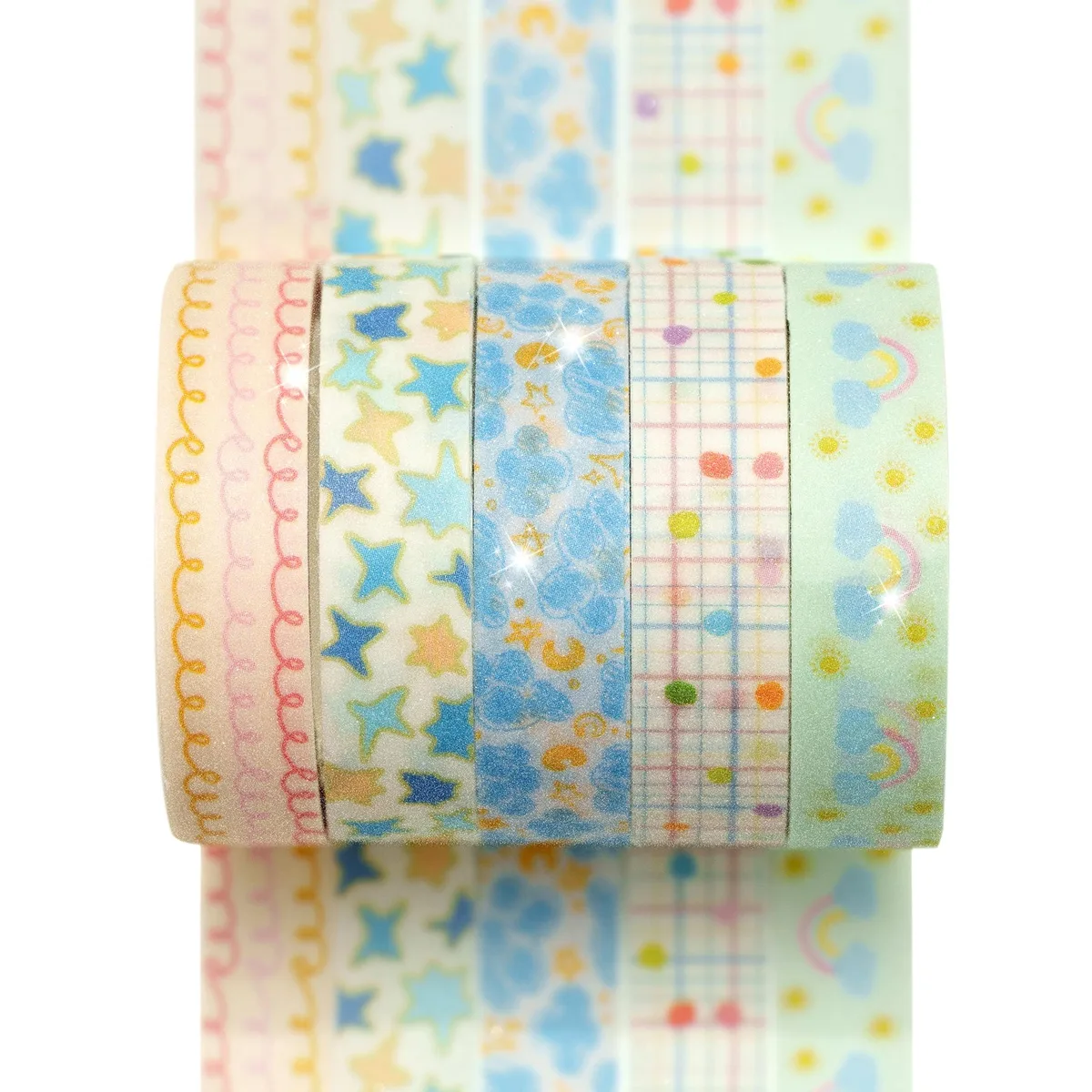 YUBX YUBX Washi Tape Set 5 Rolls 10mm x 2m 5 Soft Rainbow — product photo
