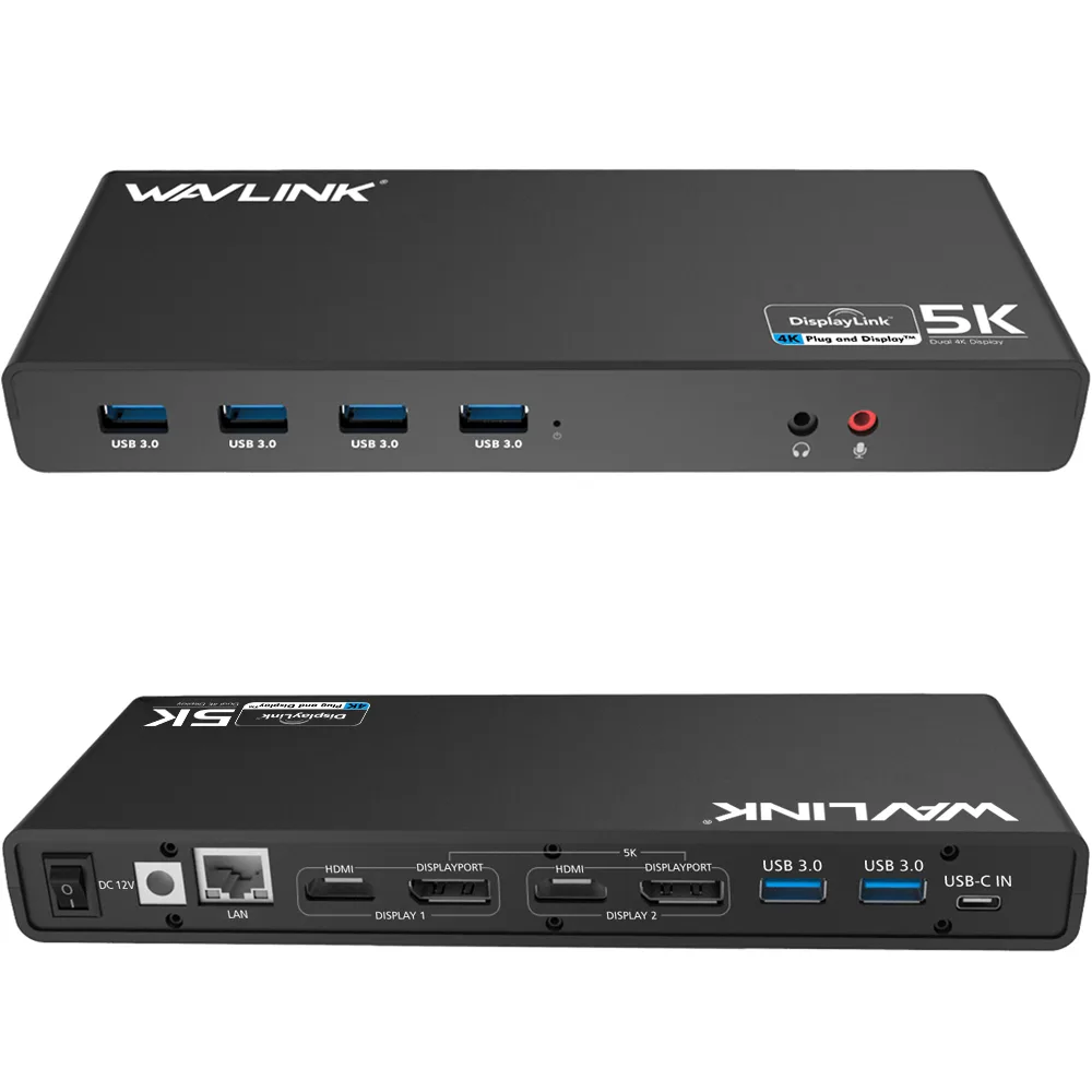 Wavlink Wavlink 69DK1 Dual 4K Docking Station 2 HDMI 2 DP 6 USB 3.0 Gigabit Ethernet — product photo