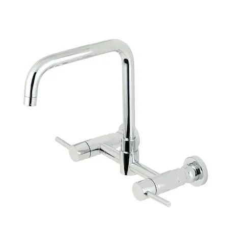 Concord wall-mount kitchen faucet in polished chrome with cylindrical spout and lever handles