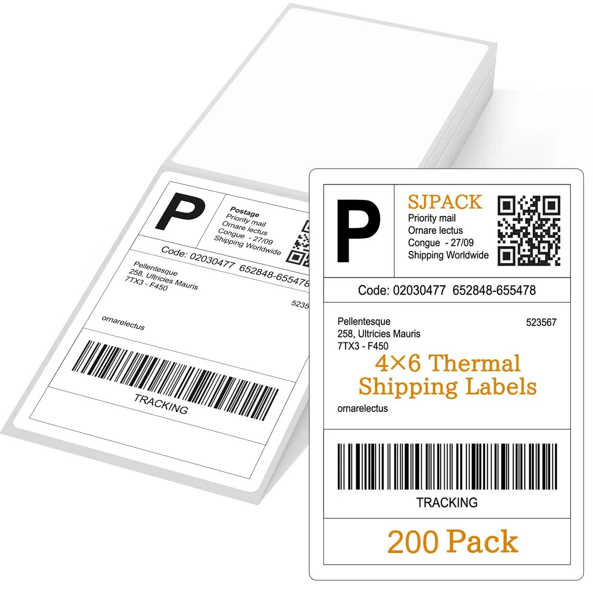 HP 4" x 6" Direct Thermal Labels, 200 Fanfold — product photo