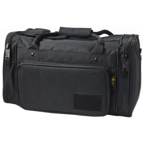 Black 18 inch range bag with wrap handles shoulder strap and removable gun rug insert