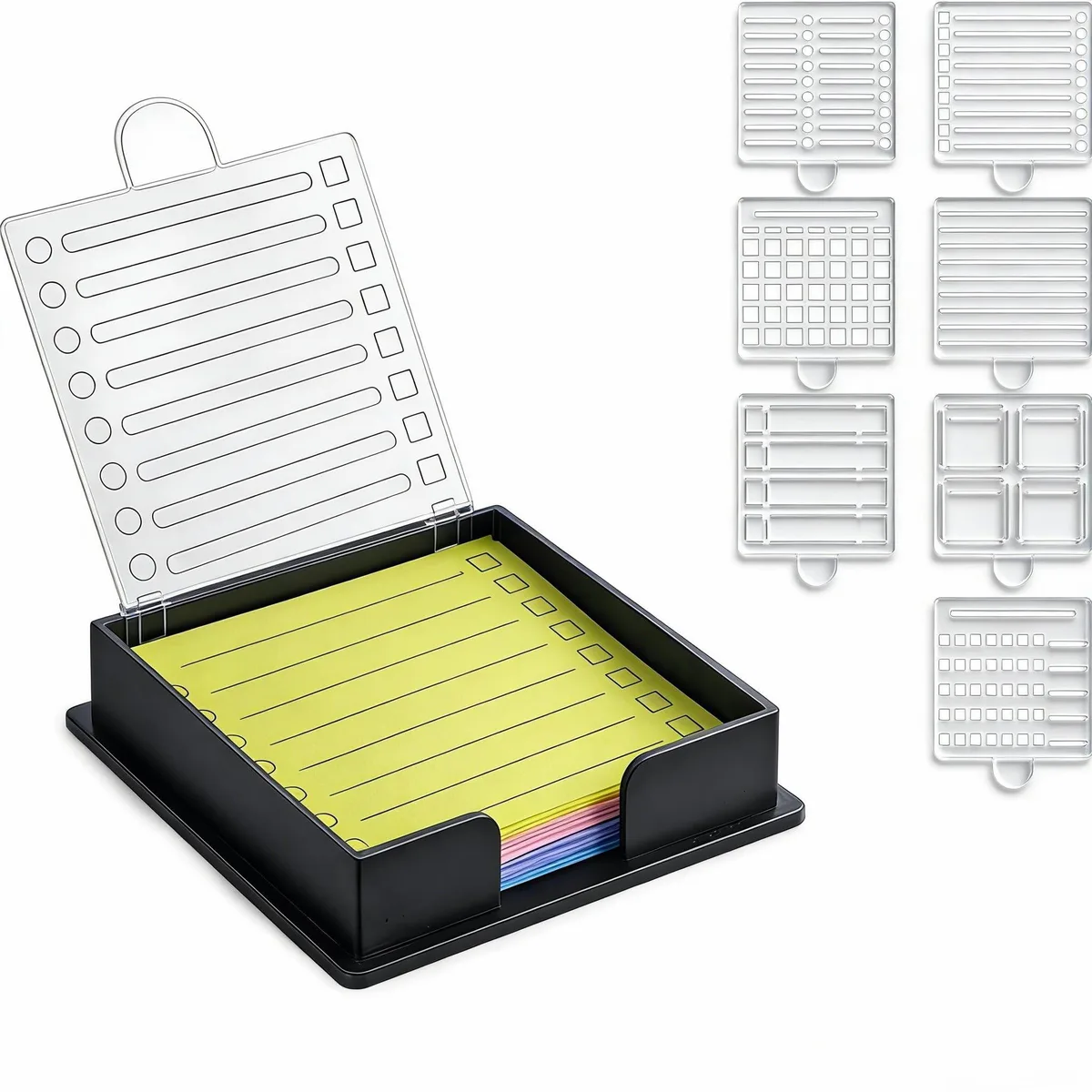  BESARME ZHA0330K Sticky Note Holder with 7 Stencils 3x3 — product photo