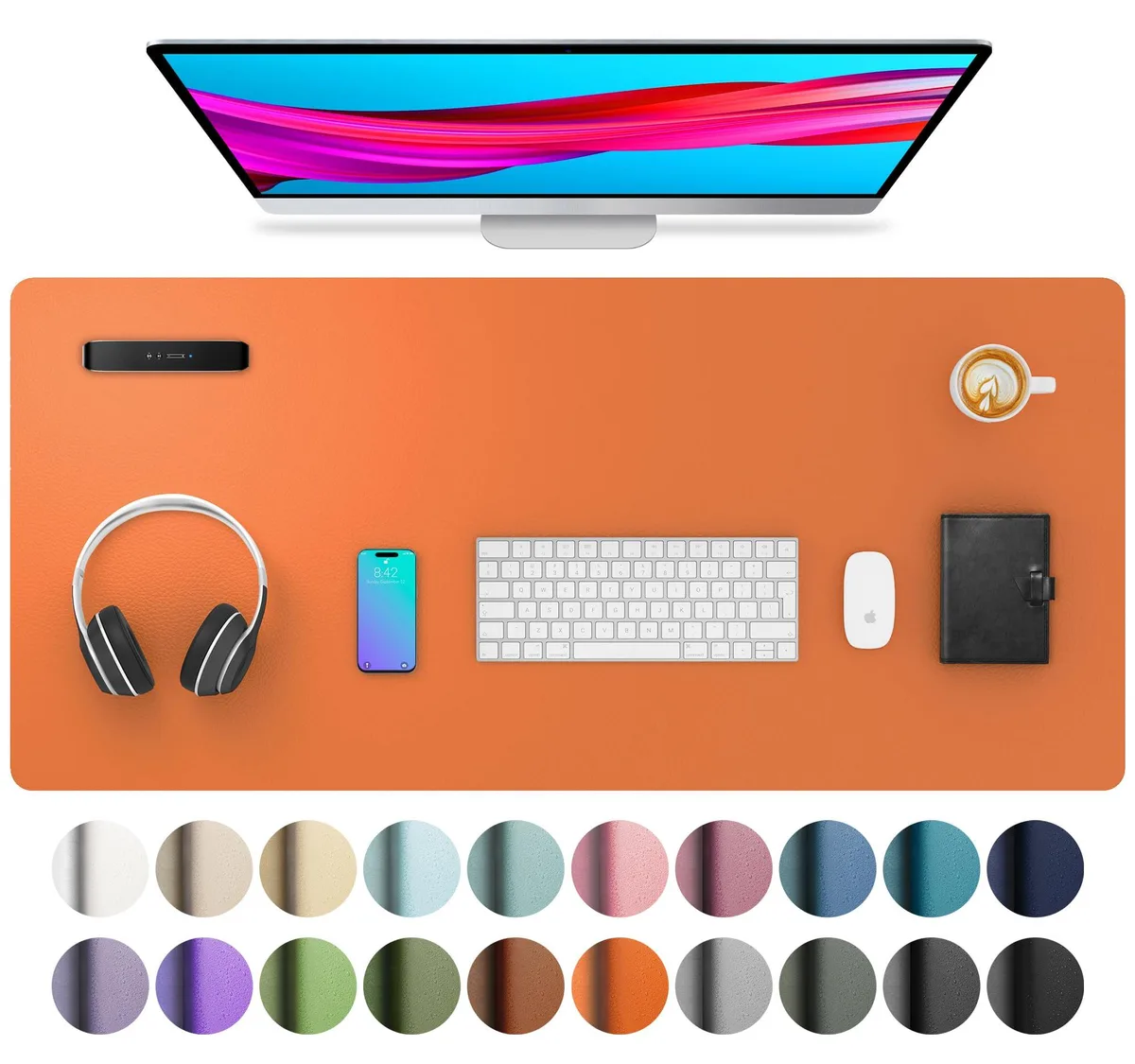  Keychron Leather Desk Pad 36 x 17 inches Hermes Orange — product photo