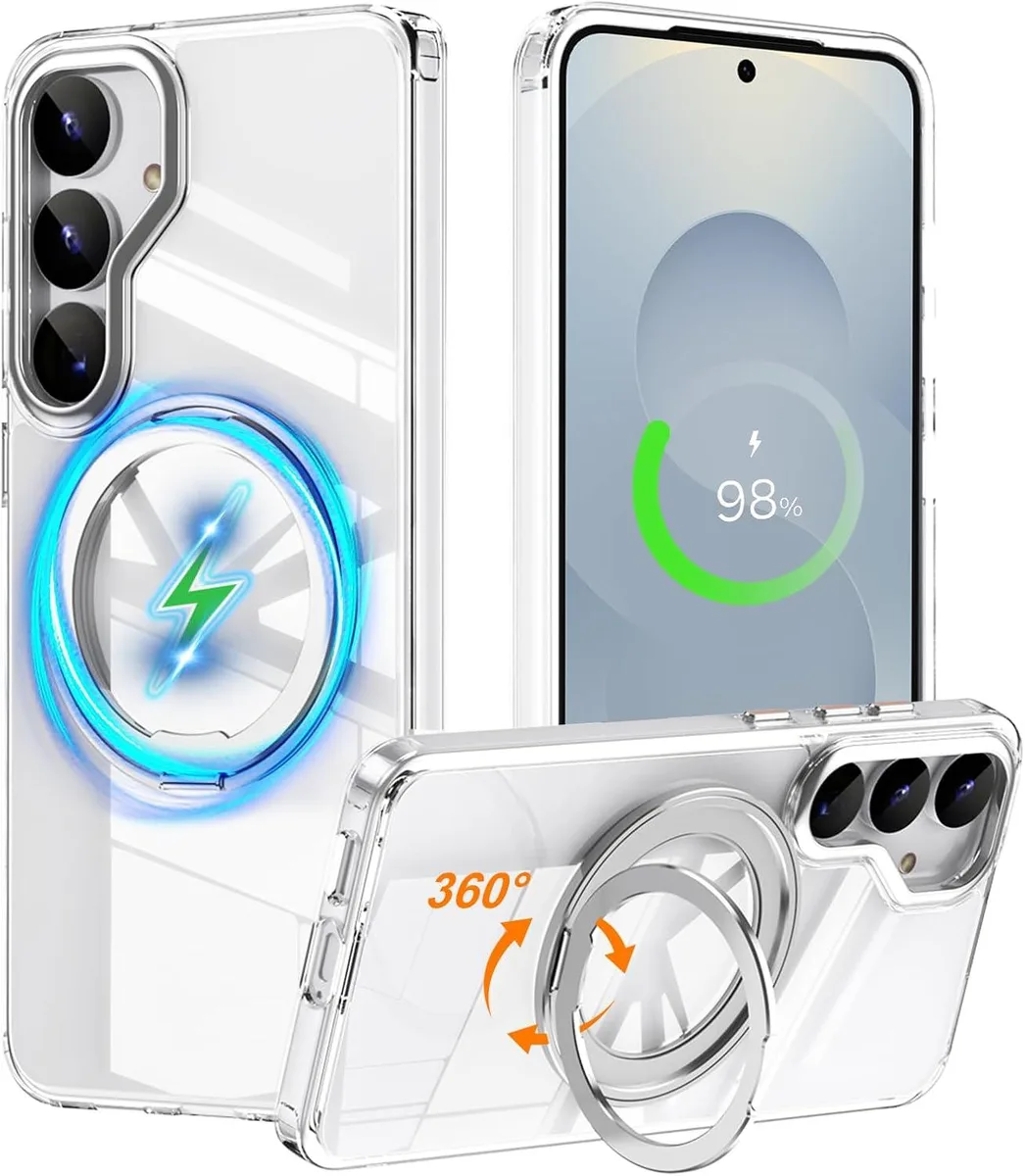 BONAEVER BONAEVER Samsung Galaxy S25 Case 360 Invisible Ring Stand Magnetic Clear — product photo