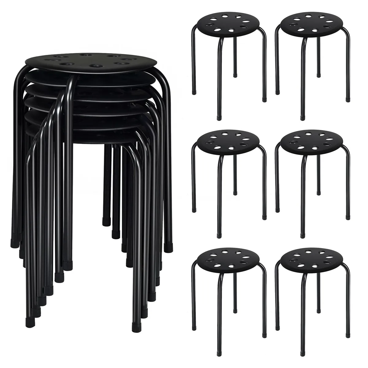 SlickBlue SlickBlue Set of 6 Stackable Barstools Black — product photo