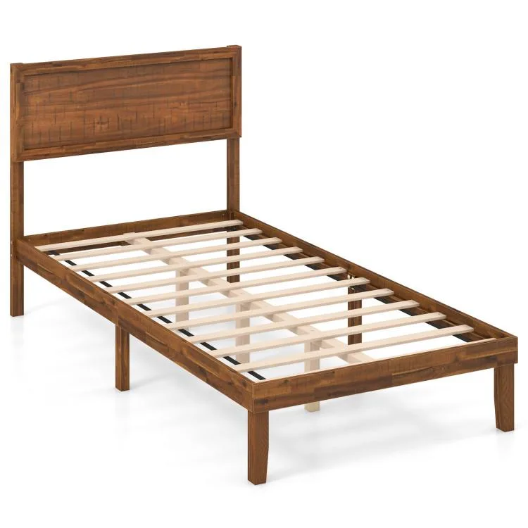 SlickBlue SlickBlue Twin Bed Frame Walnut 77x42x41 12 Slats — product photo