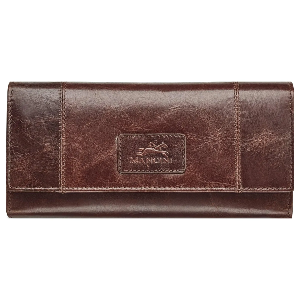 Mancini Leather Goods Mancini Leather Goods Casablanca Ladies' RFID Secure Trifold Wallet Brown — product photo
