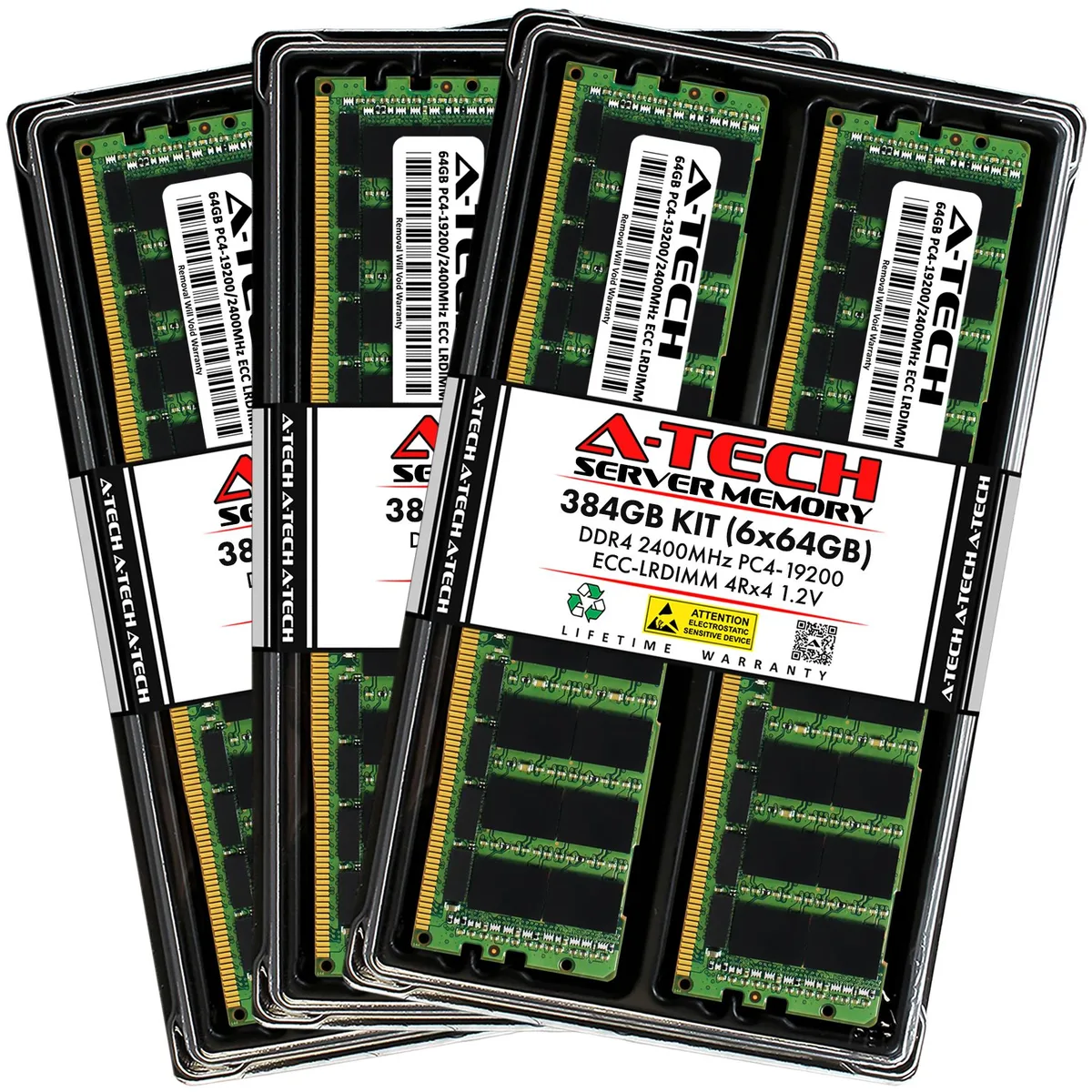 A-Tech A-Tech 384GB (6x64GB) DDR4 2400MHz ECC LRDIMM 4Rx4 memory upgrade — product photo