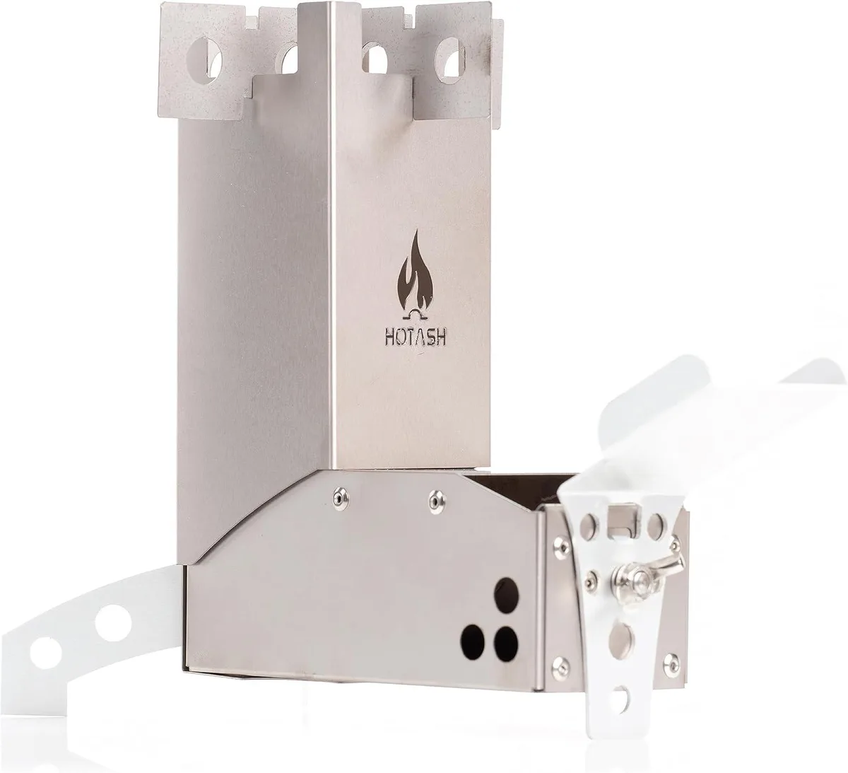 Compact titanium and aluminium rocket stove, nesting 7 by 2.3 inches, under one pound