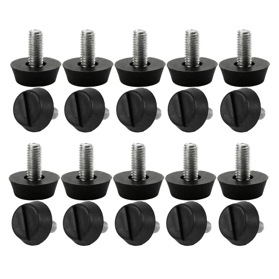 24 silver threaded leveling feet with black plastic bases