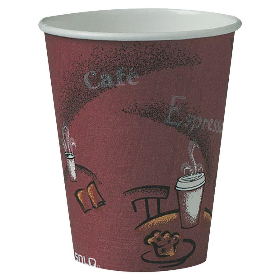 SOLO Cup Company SOLO Cup Company OF8BI0041 Paper Hot Cups 8 oz Maroon 500/Carton — product photo
