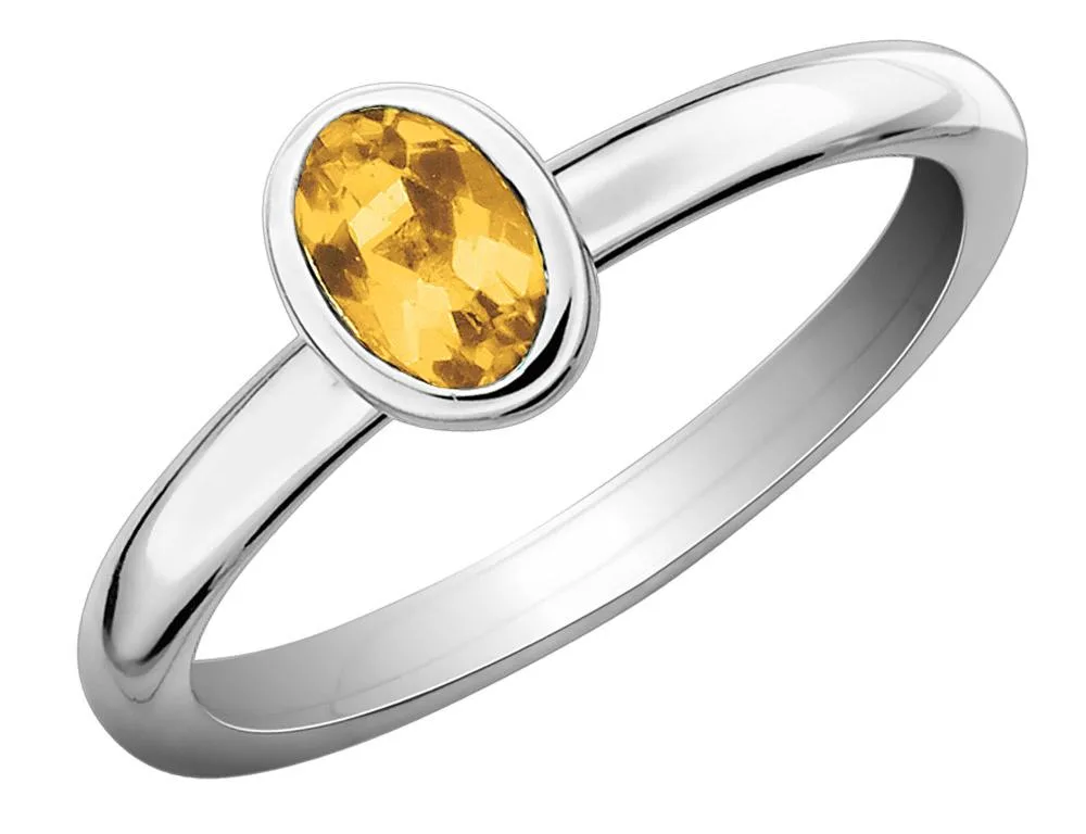Gem &amp; Harmony Gem &amp; Harmony 0.4 ct Oval Citrine Solitaire Ring 925 Sterling Silver — product photo