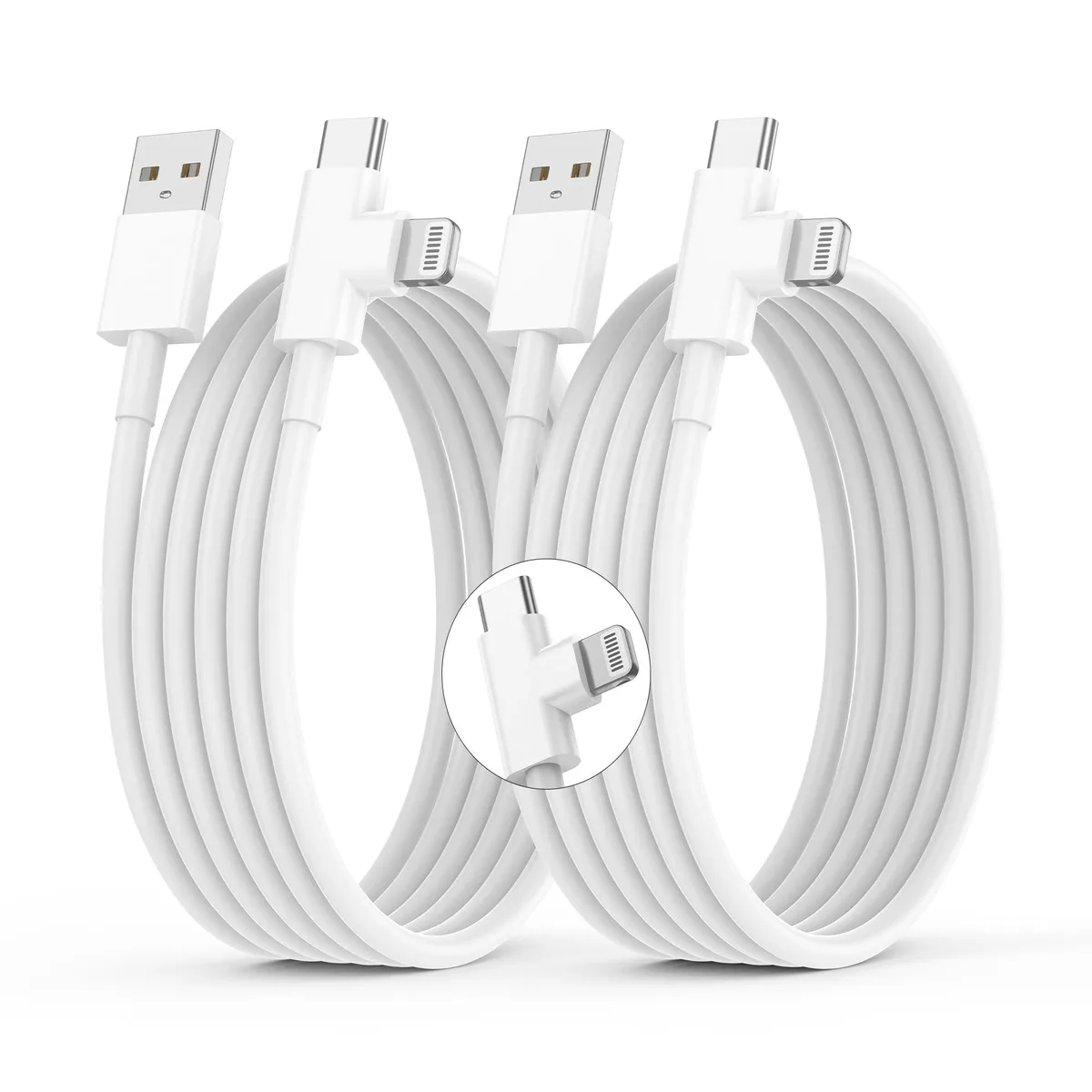 SMALLElectric CarPlay Cable USB-A to USB-C & Lightning 3ft White — product photo