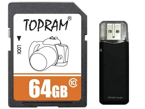 TOPRAM TOPRAM TR64GSDC10 64GB SDXC UHS-1 Class 445 with R3 Reader — product photo