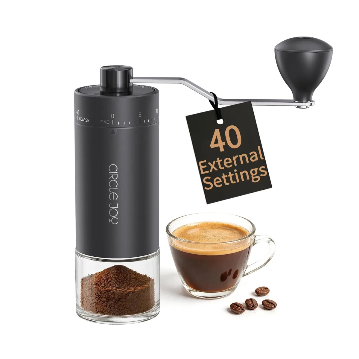 CIRCLE JOY KCT Manual Coffee Grinder 40 Settings Black — product photo