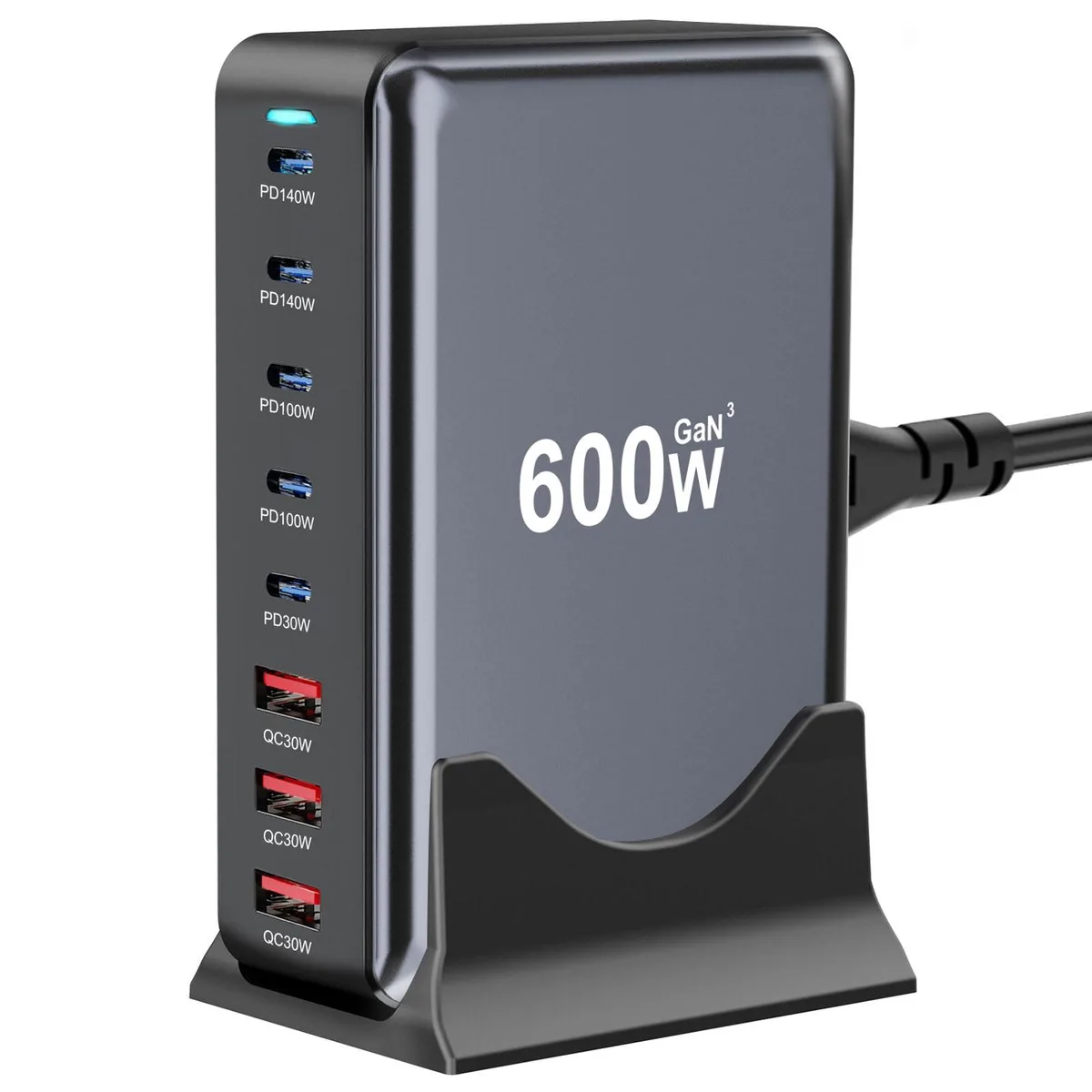 KEHIPI KEHIPI YMX-600W 600W 8-port USB charger black — product photo