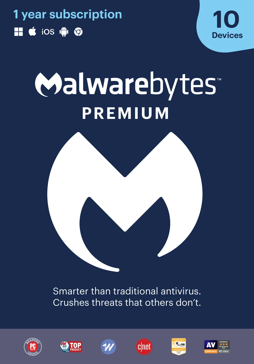 Malwarebytes Malwarebytes Premium 4.5 Internet Security 10 Devices 1 Year Key Card — product photo
