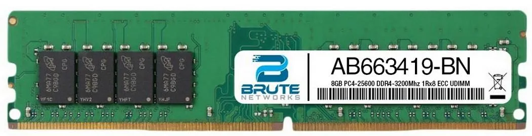 Brute Networks Brute Networks 8GB DDR4-3200 1Rx8 ECC UDIMM Dell AB663419 — product photo