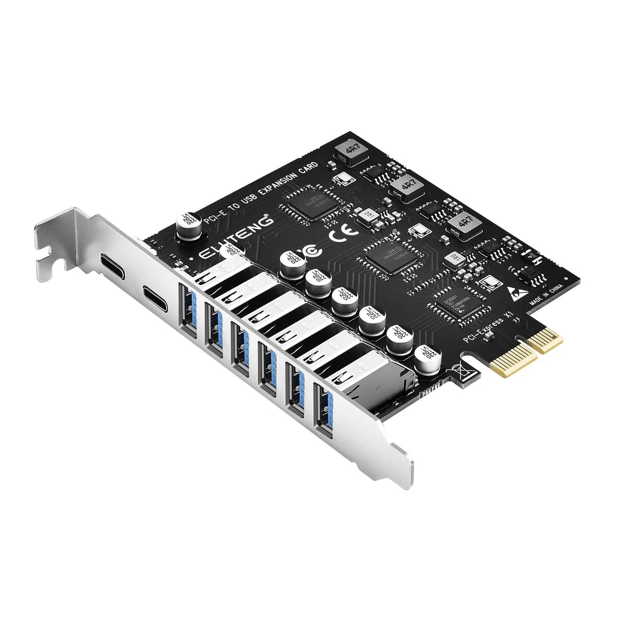 WRIARICH WRIARICH PCIe USB 3.2 8-Port Card 6 USB-A 2 USB-C 3 Power Modules — product photo