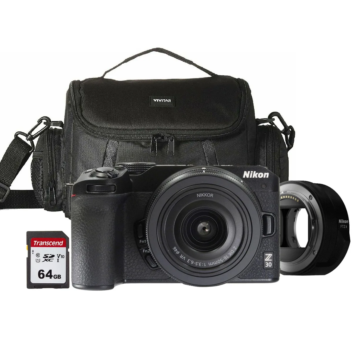 Nikon Global Nikon Z30 Compact Mirrorless Camera Kit 16-50mm Lens FTZ II Adapter Black — product photo