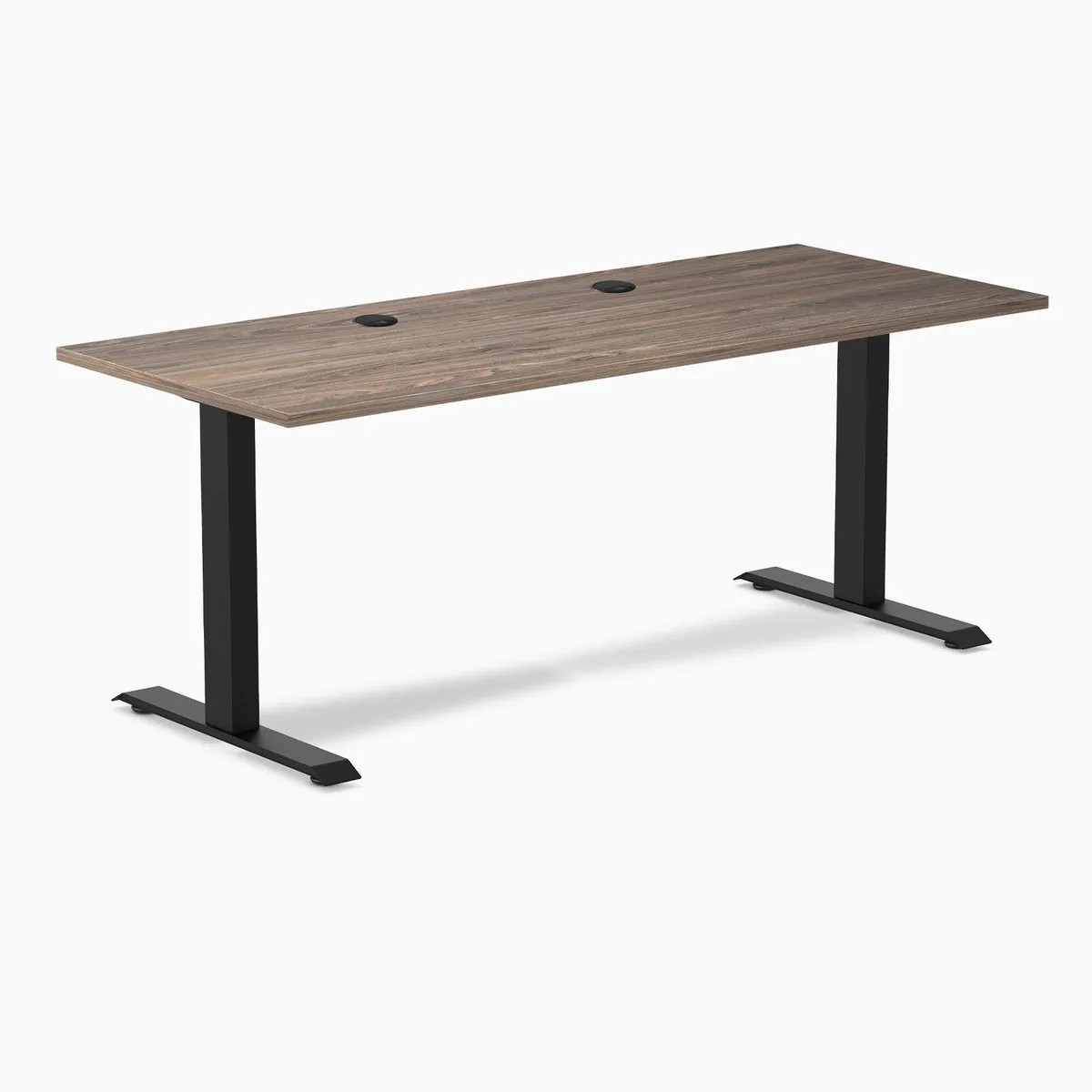 Desky Desky Zero Laminate Office Desk Natural Walnut 70.9 x 29.5 in Matte Black with Grommets — product photo