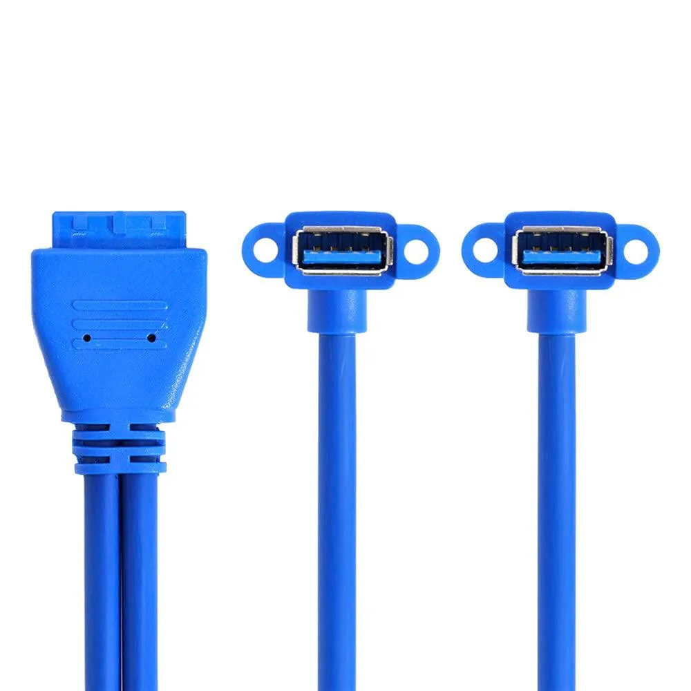 Vszerda Vszerda U3-063-0.5M-XY USB 3.0 20-pin header dual female up angled blue 50cm — product photo