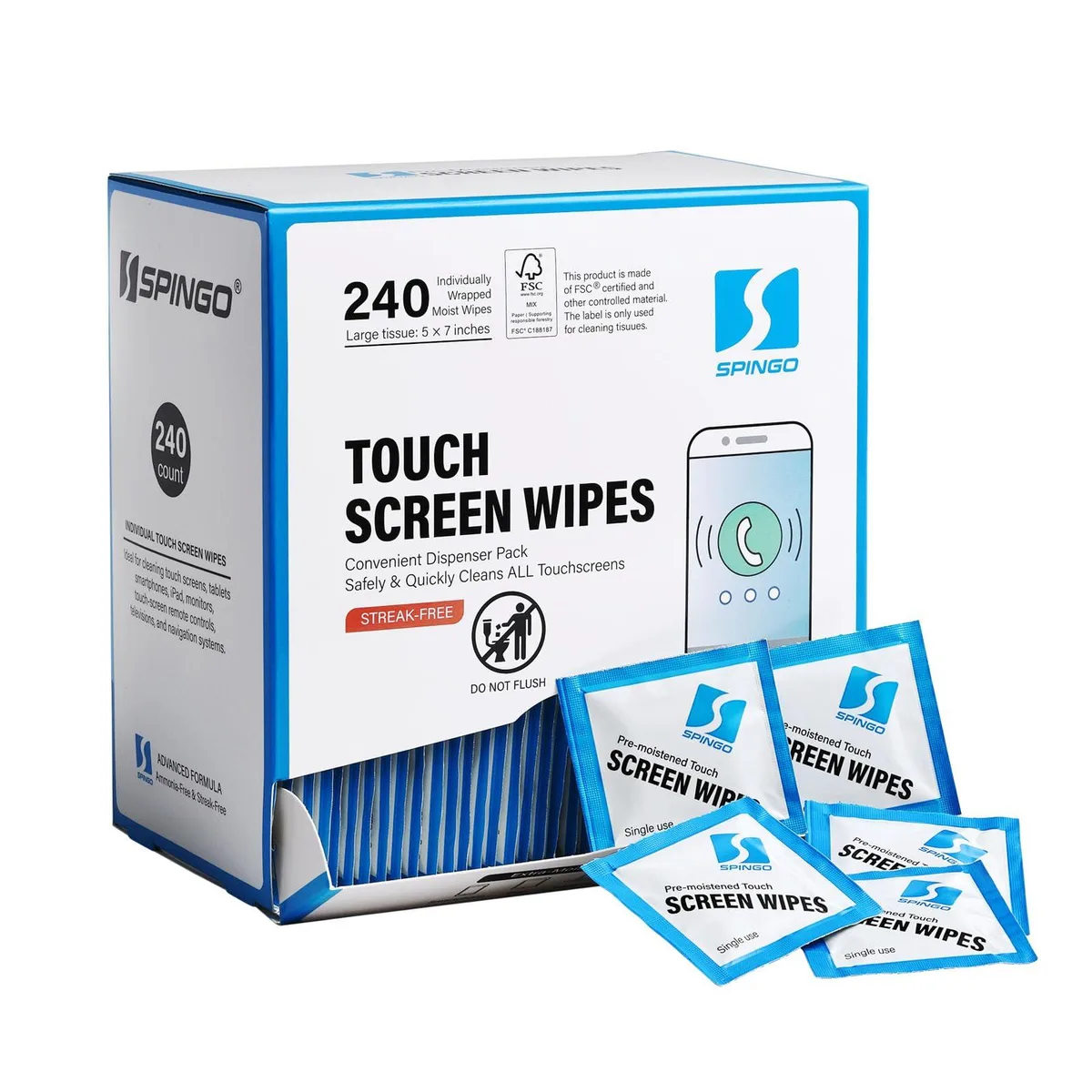  SPINGO SPTSW240 Screen Cleaning Wipes 240 Count — product photo