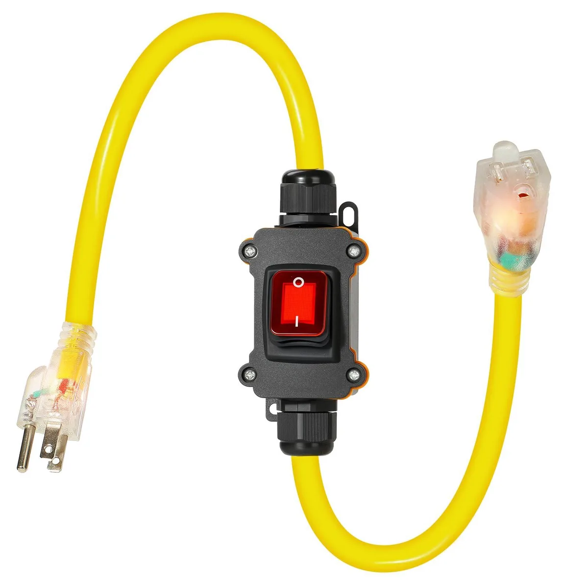  Amliber EC-002 power extension cord 3FT 14/3 AWG SJTW 125V 15A 1875W yellow — product photo