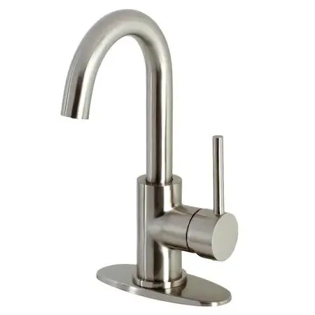 Brushed nickel single-handle bar faucet with high spout