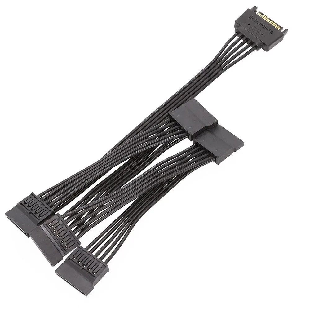 BONAEVER BONAEVER 15 Pin SATA Power Extension Cable 1 Male to 5 Female 20-inch — product photo